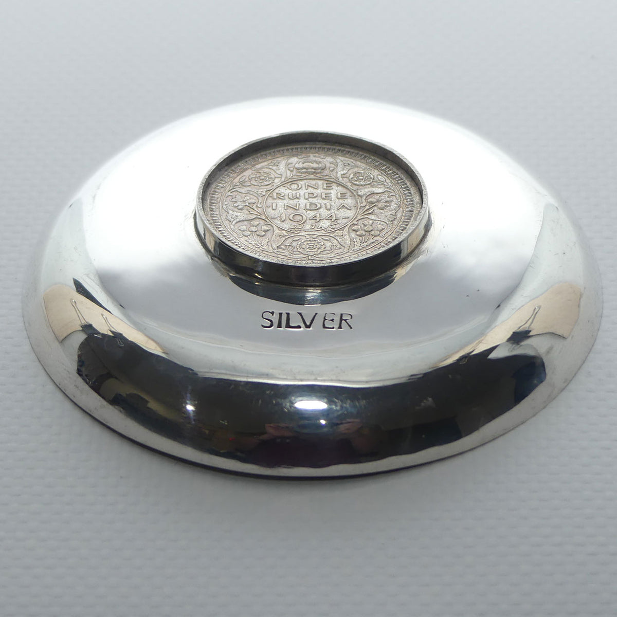 Sterling Silver | 1944 Indian Rupee Coin set in Silver Surround | 46.6 grams