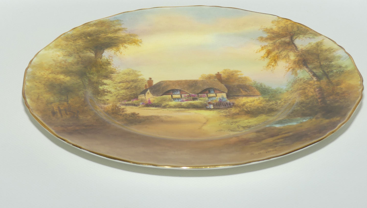Royal Worcester hand painted Cottage plate (Rushton, Ripple)