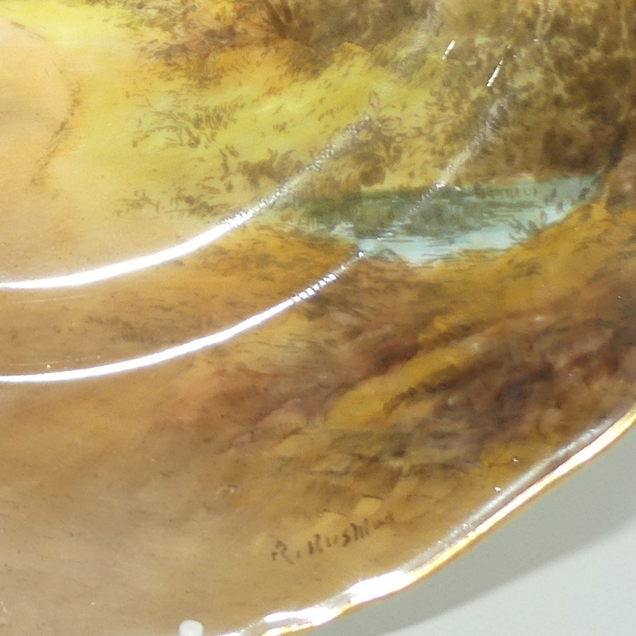 Royal Worcester hand painted Cottage plate (Rushton, Ripple)