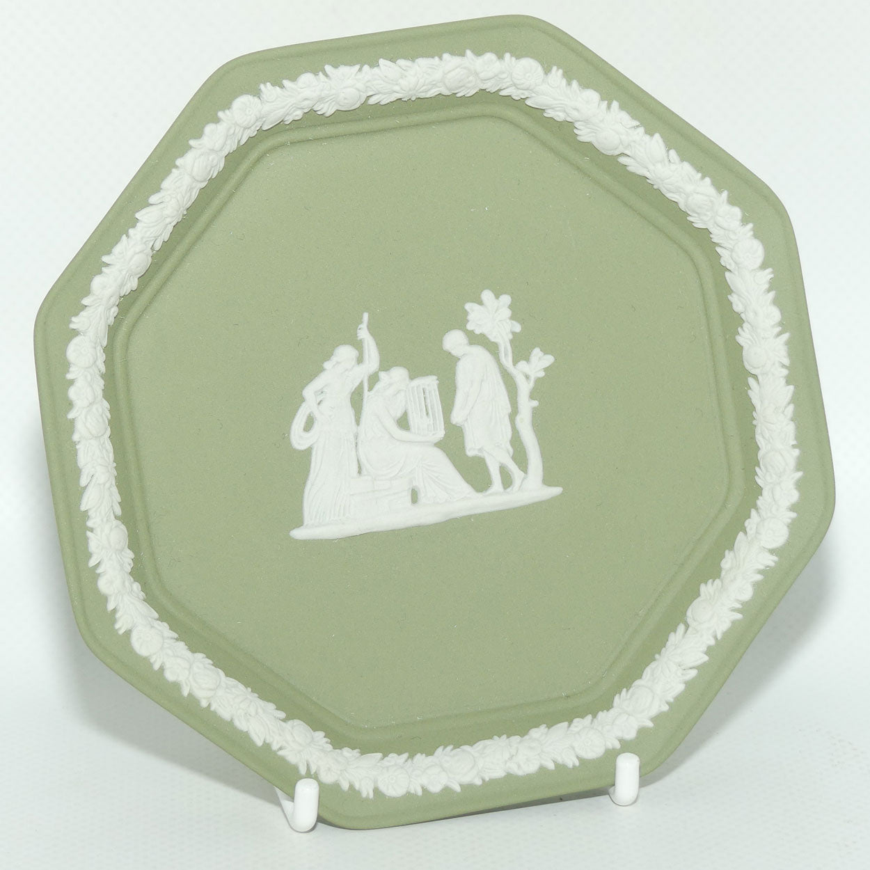 Wedgwood Jasper | White on Sage Green | Maidens and Cage Octagonal tray #2