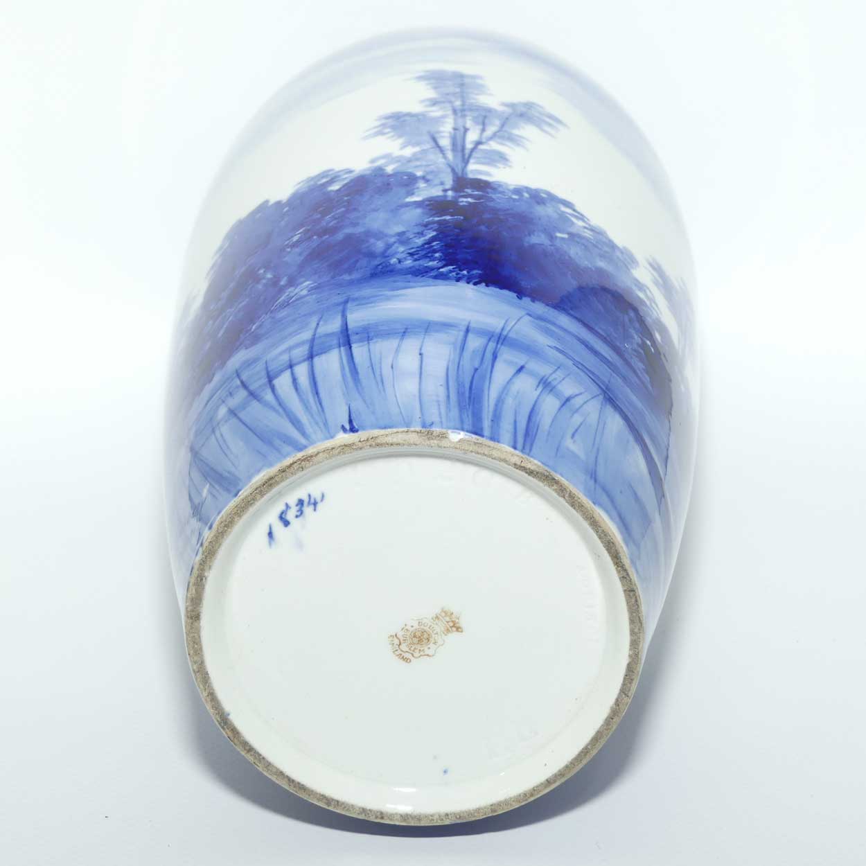 Doulton Burslem handpainted Salisbury Cathedral Blue and White vase | c.1900