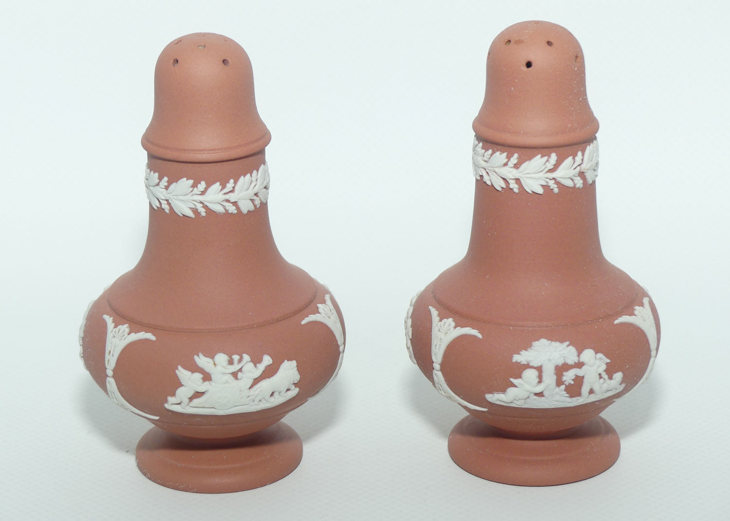 Wedgwood Jasper | White on Terracotta salt and pepper shakers