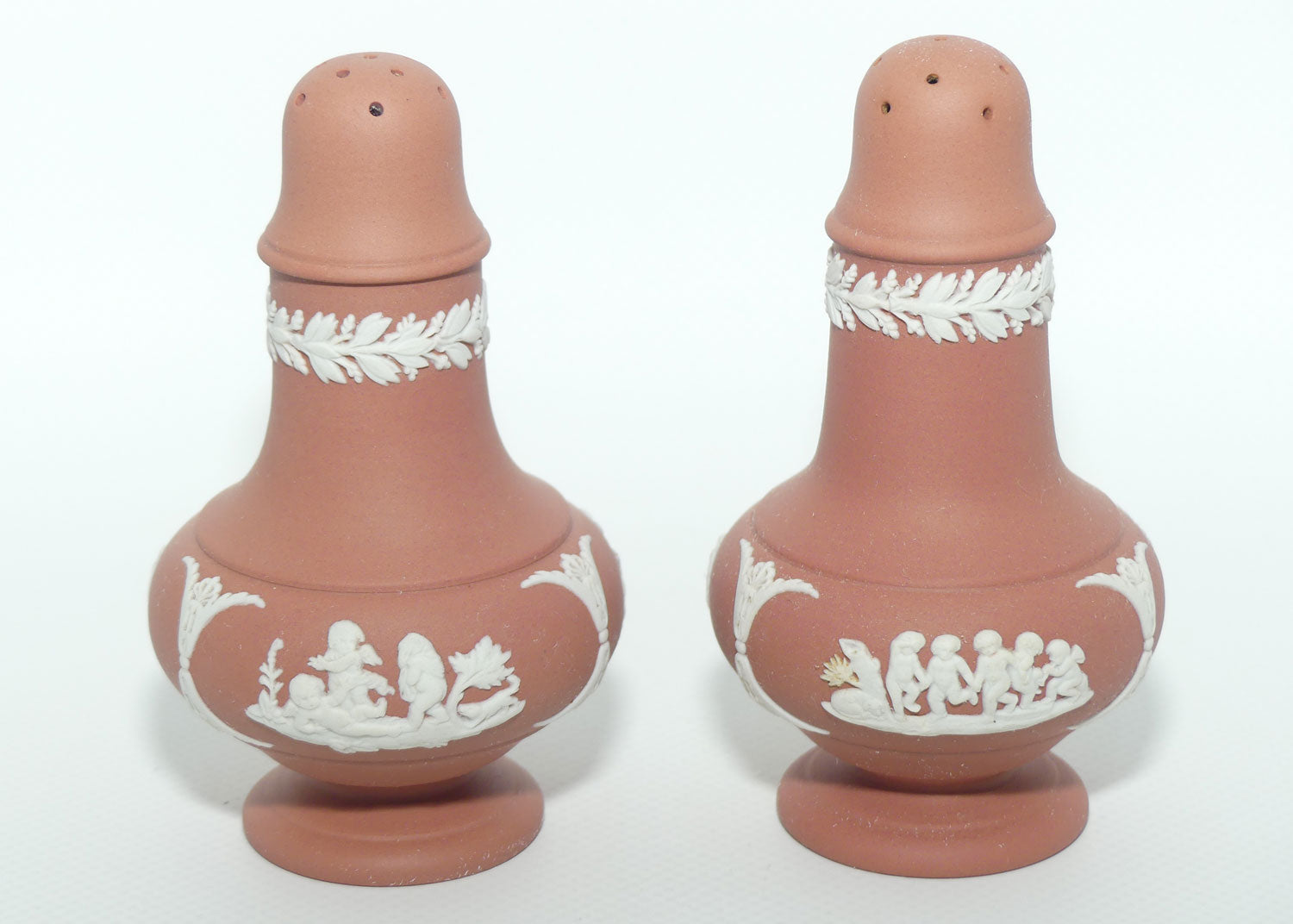 Wedgwood Jasper | White on Terracotta salt and pepper shakers