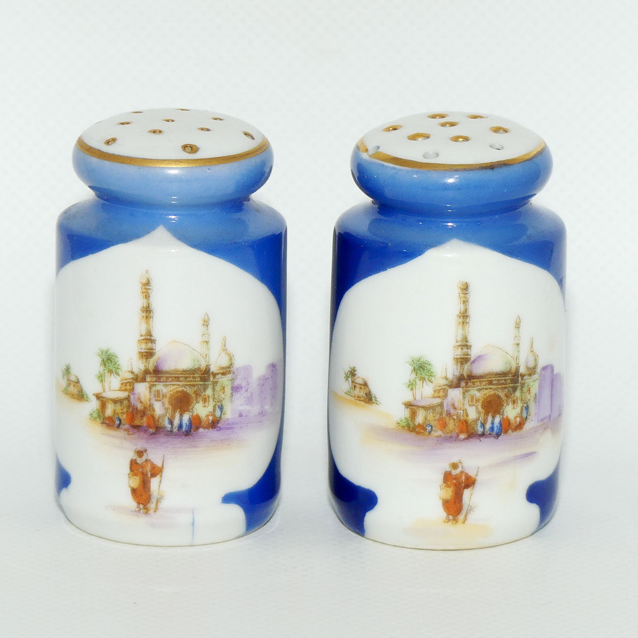 Early Noritake Middle East scene salt and pepper set