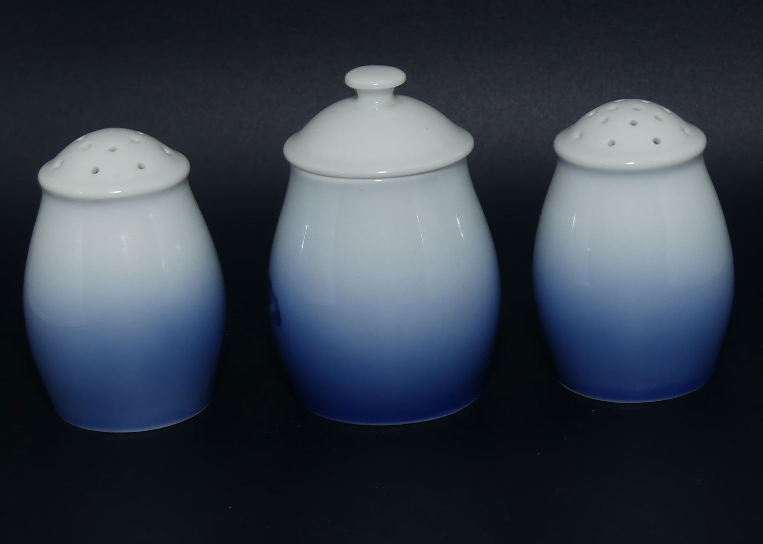 Bing and Grondahl Christmas Rose salt, pepper and mustard set | Shape 52A, 52B and 52C