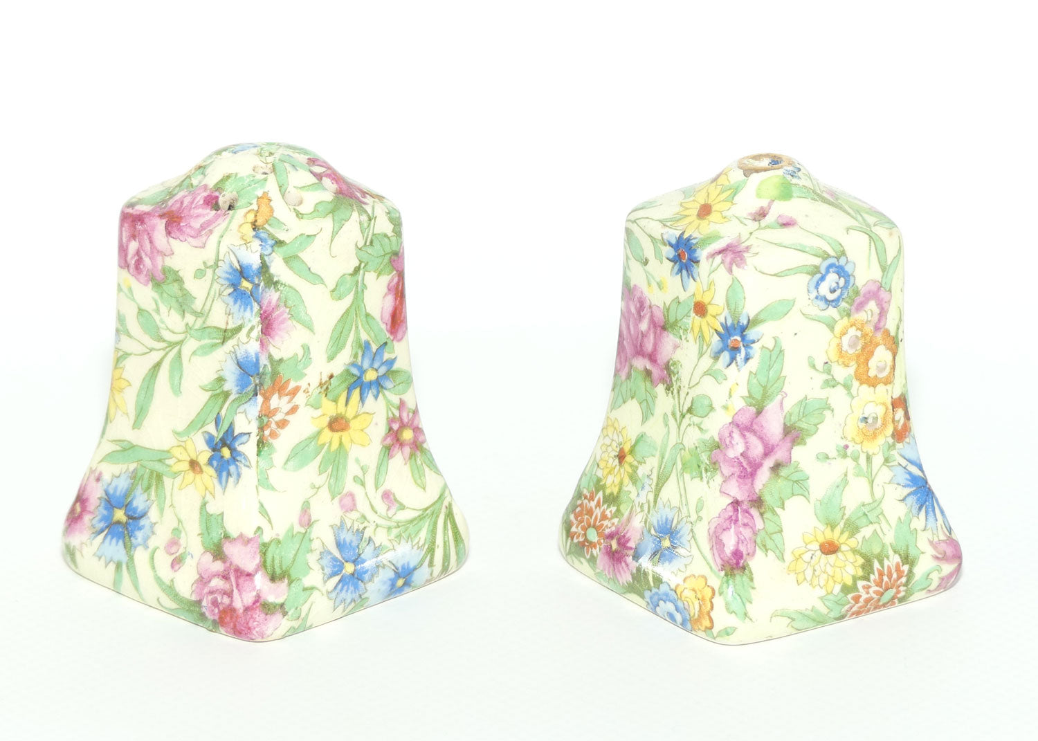 Royal Winton Kew Chintz salt and pepper set on tray