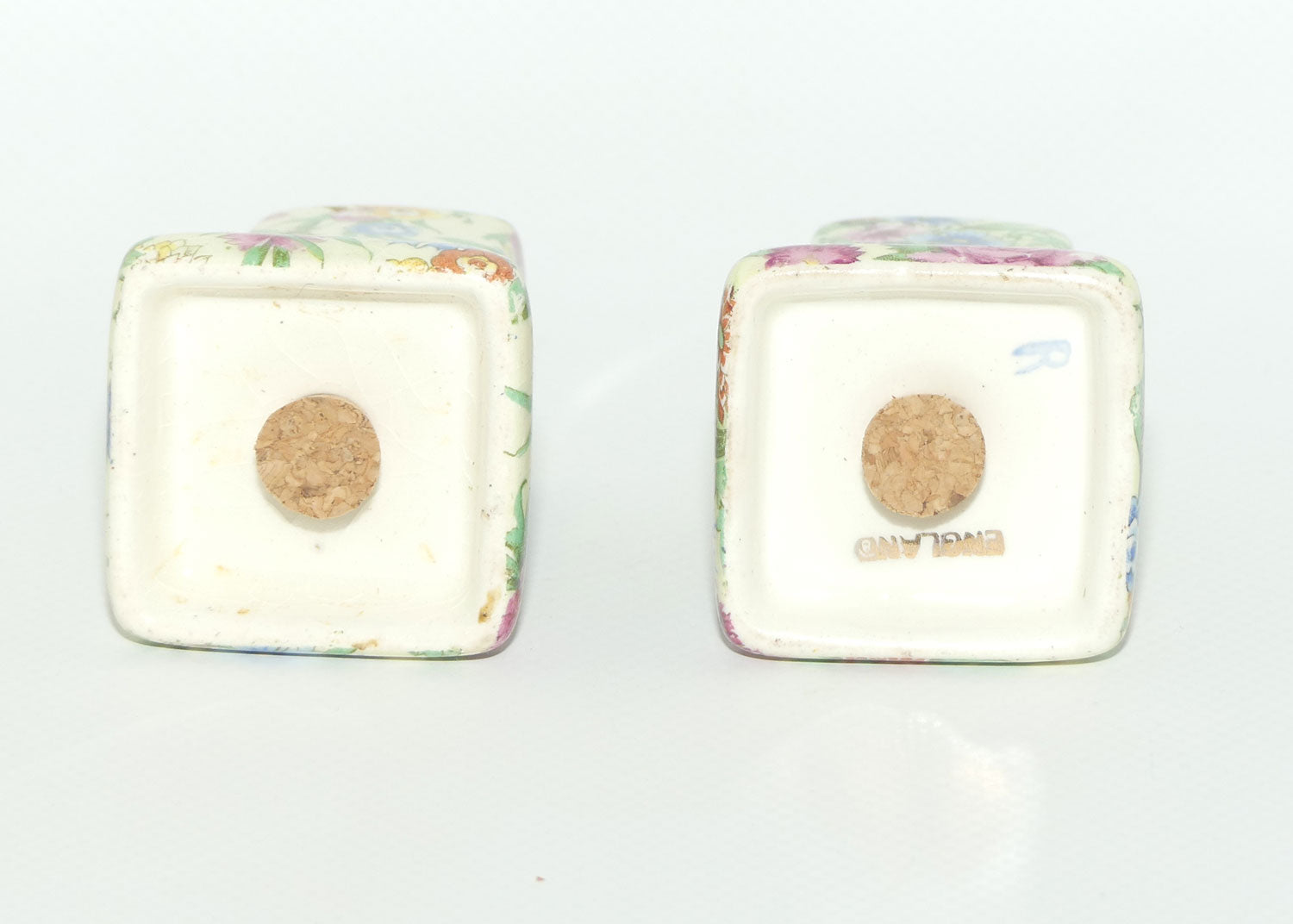 Royal Winton Kew Chintz salt and pepper set on tray