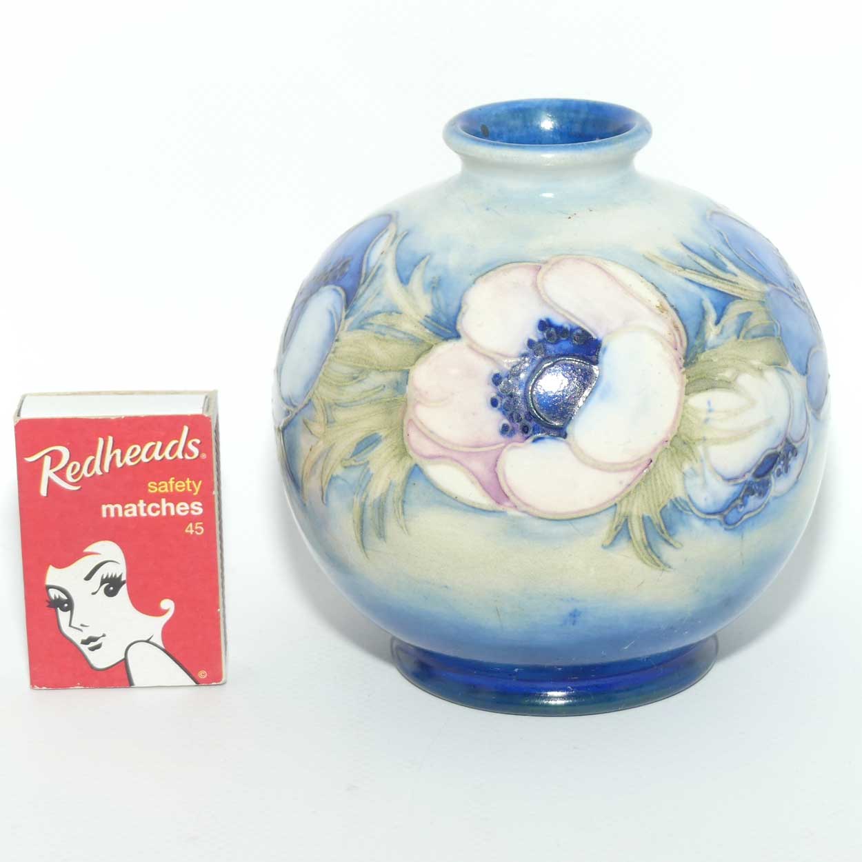 William Moorcroft Anemone Saltglaze ball vase | Shape 41/4