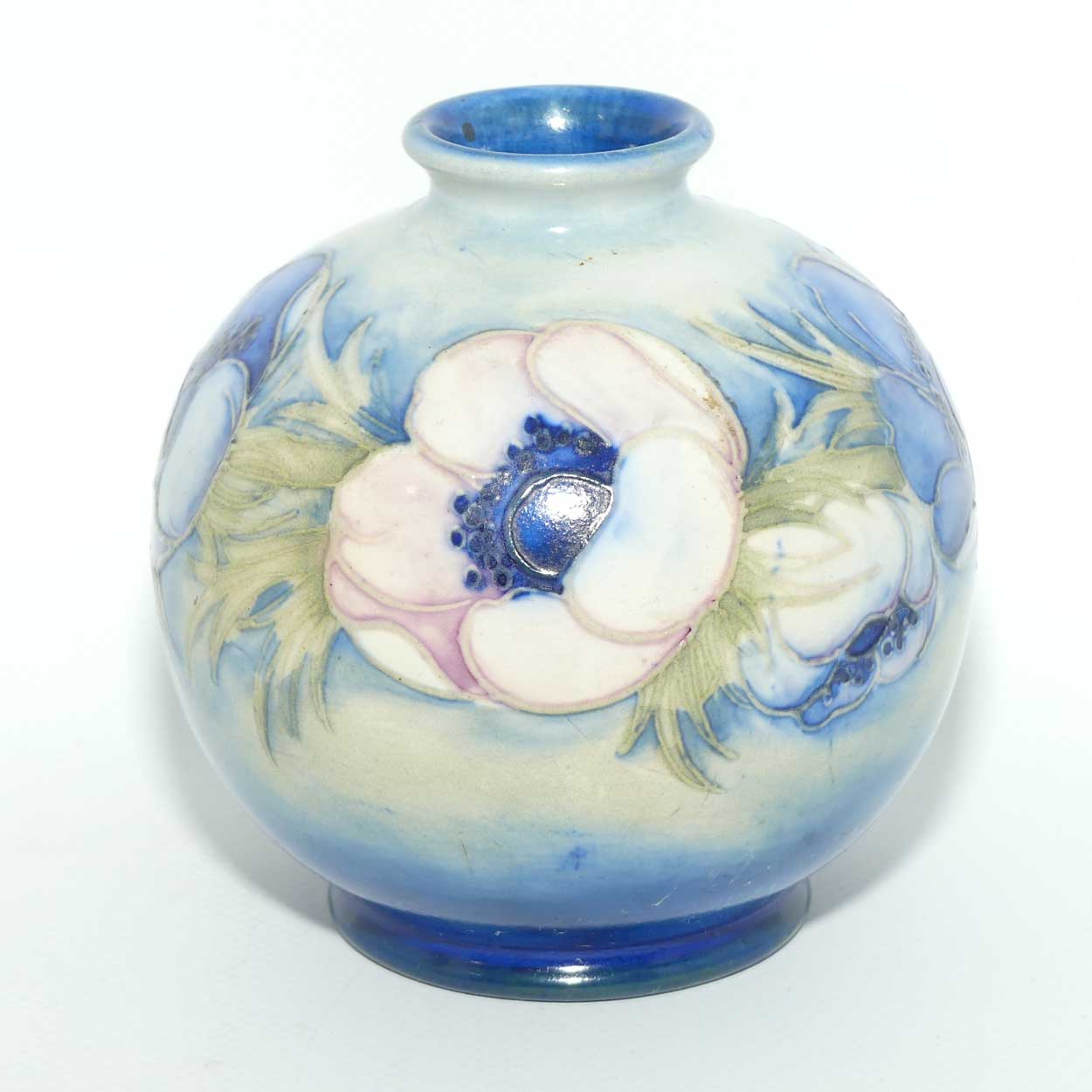William Moorcroft Anemone Saltglaze ball vase | Shape 41/4