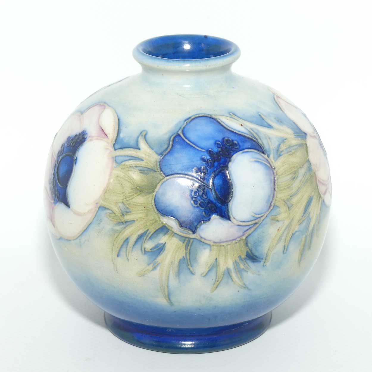 William Moorcroft Anemone Saltglaze ball vase | Shape 41/4
