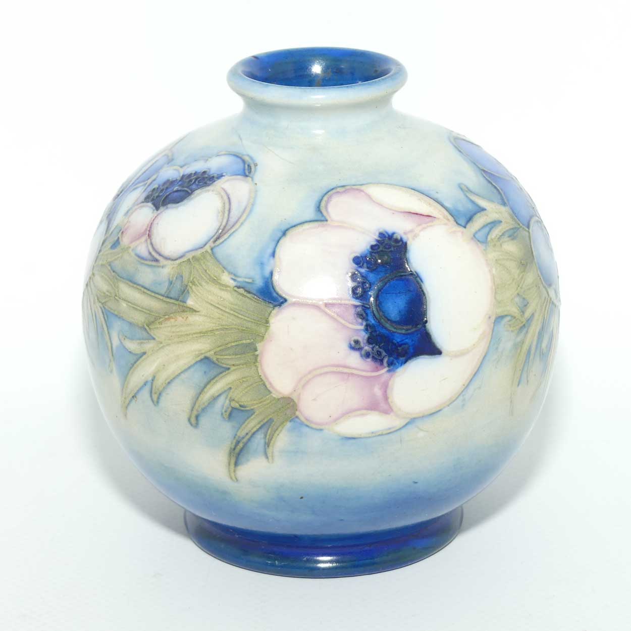 William Moorcroft Anemone Saltglaze ball vase | Shape 41/4