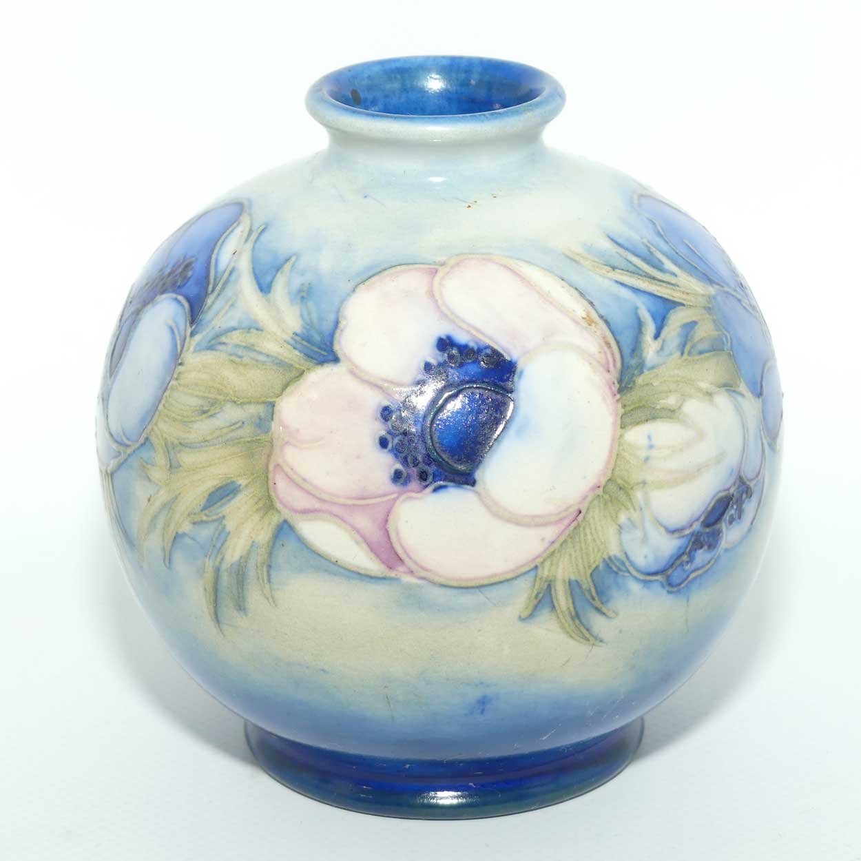 William Moorcroft Anemone Saltglaze ball vase | Shape 41/4