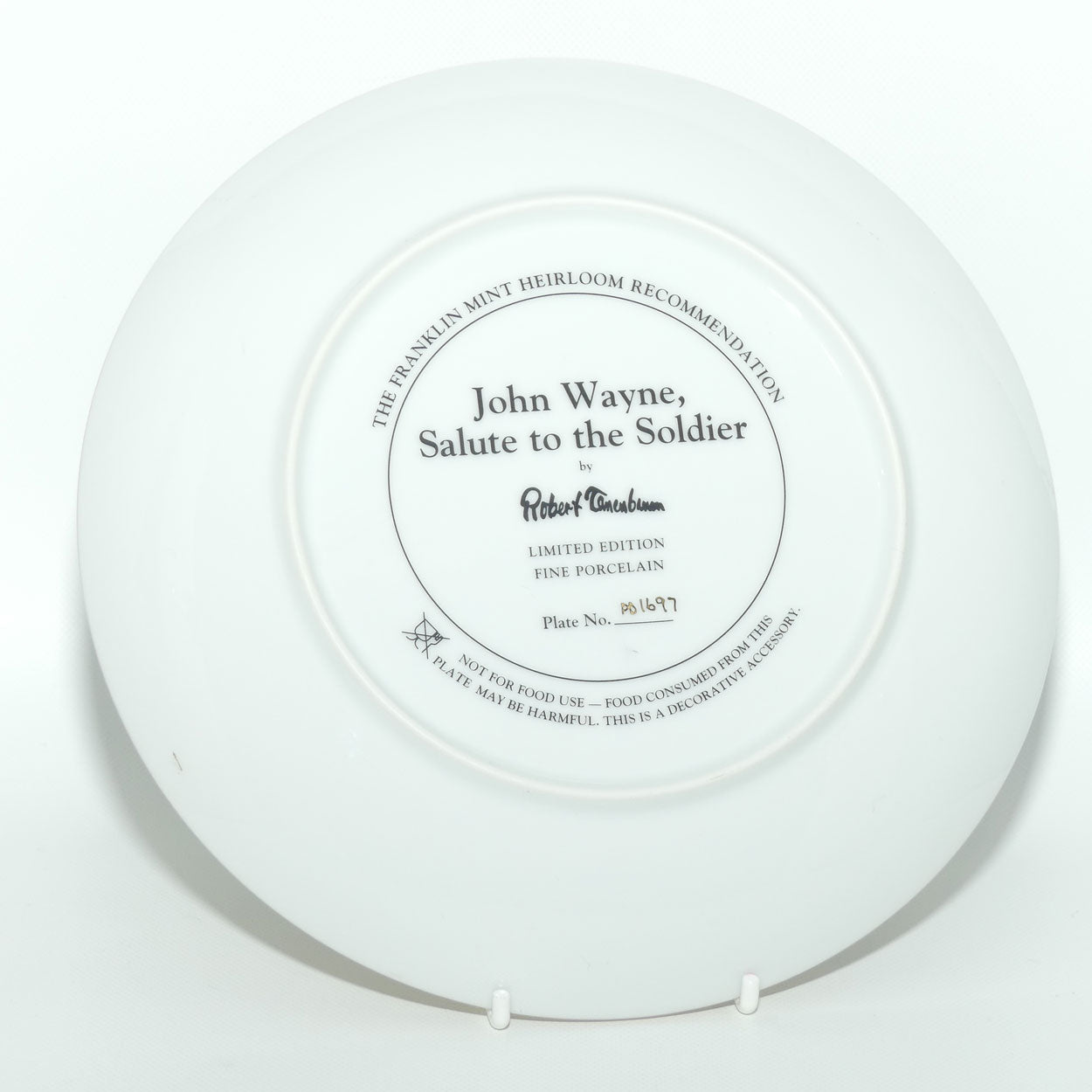 Franklin Mint Heirloom plate | John Wayne | Salute to the Soldier