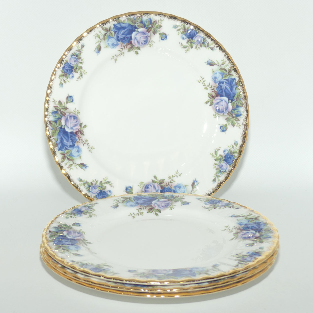 Royal Albert Bone China England Moonlight Rose Salad Plates 21cm | Set of 4 | UK made