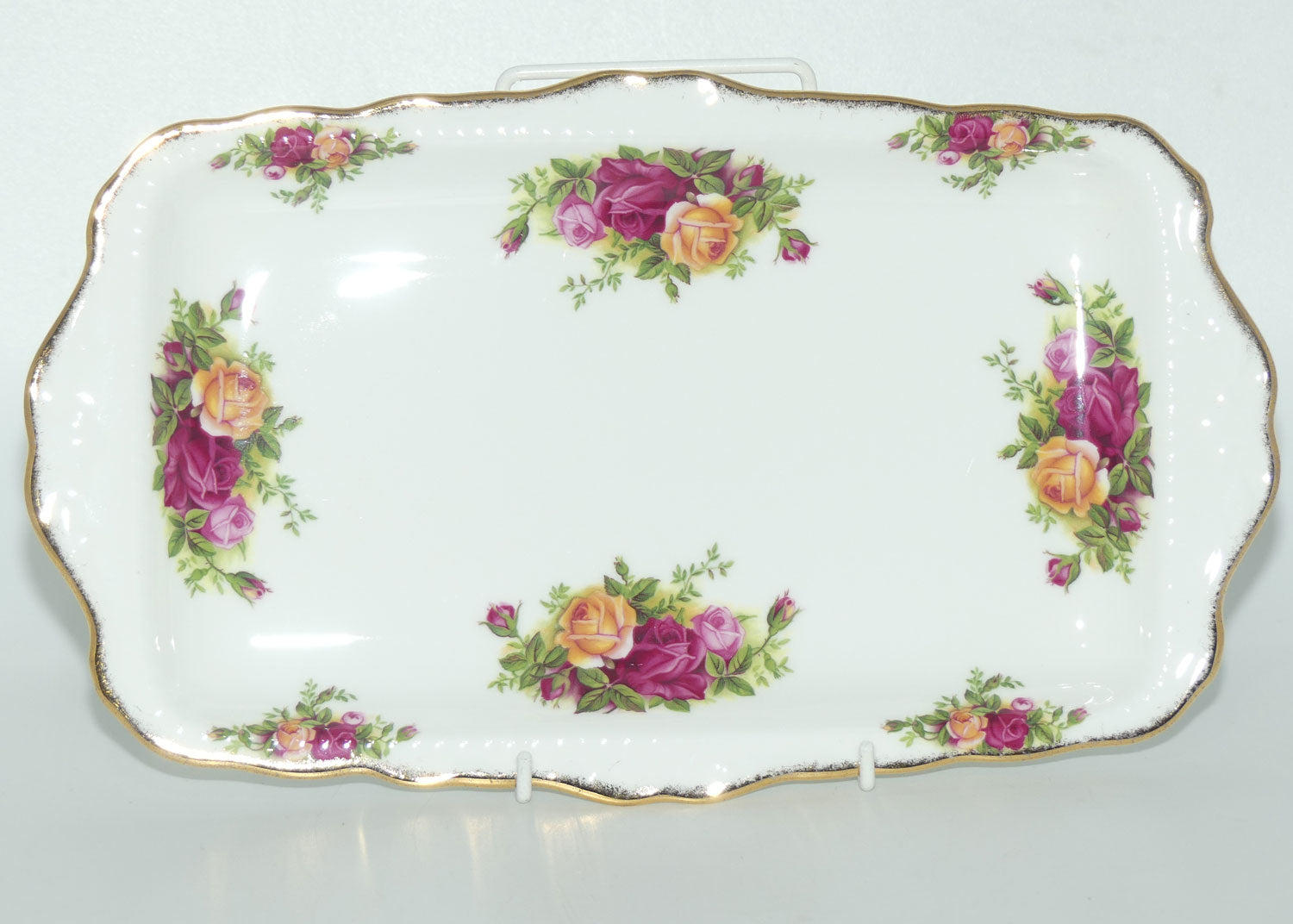 Royal Albert Bone China England Old Country Roses Rectangular Sandwich Tray | © 1962 Royal Albert Ltd backstamp