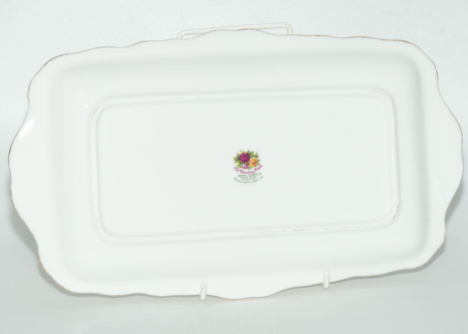 Royal Albert Bone China England Old Country Roses Rectangular Sandwich Tray | © 1962 Royal Albert Ltd backstamp