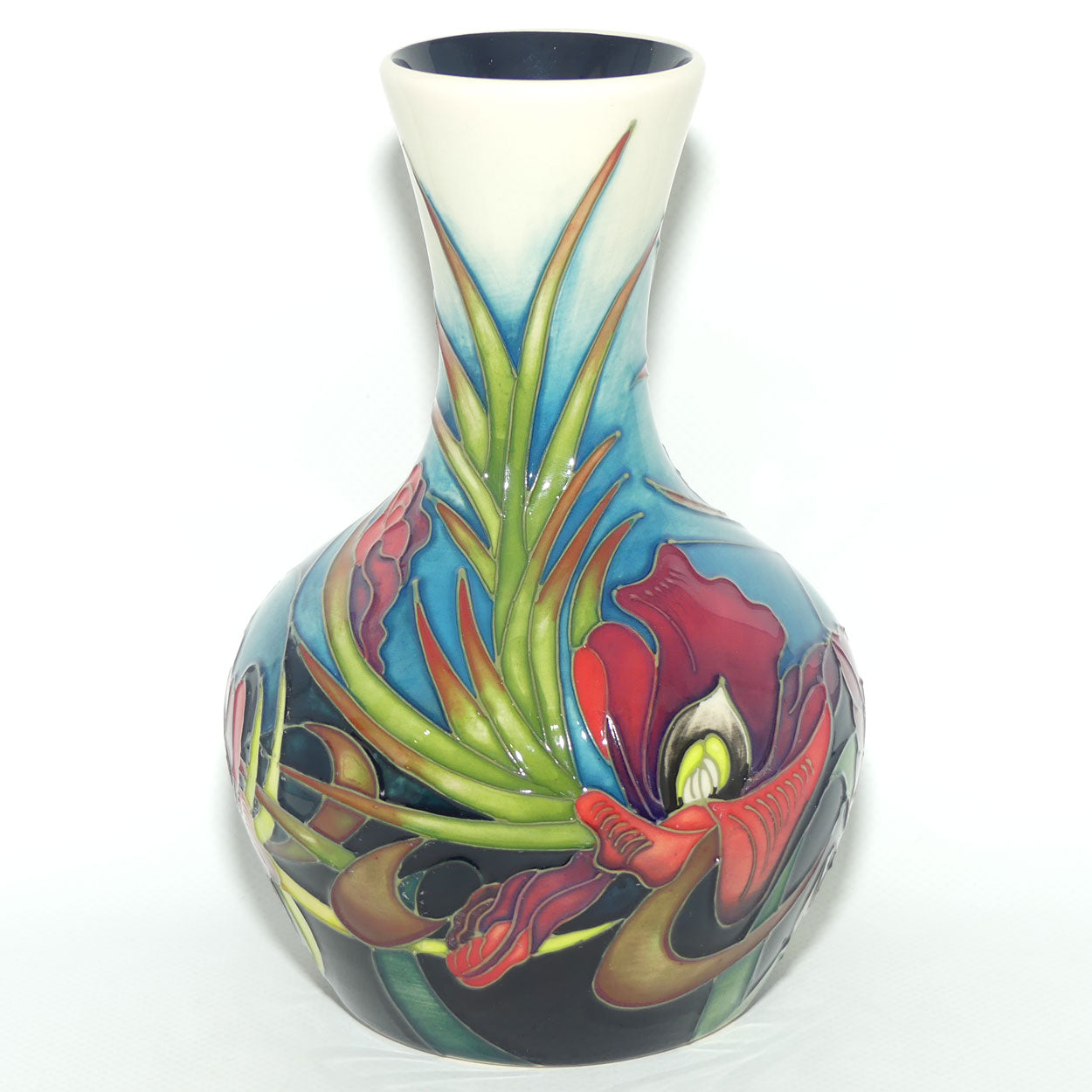 Moorcroft Satin Flower vase | Shape 217 | signed Hugh Edwards