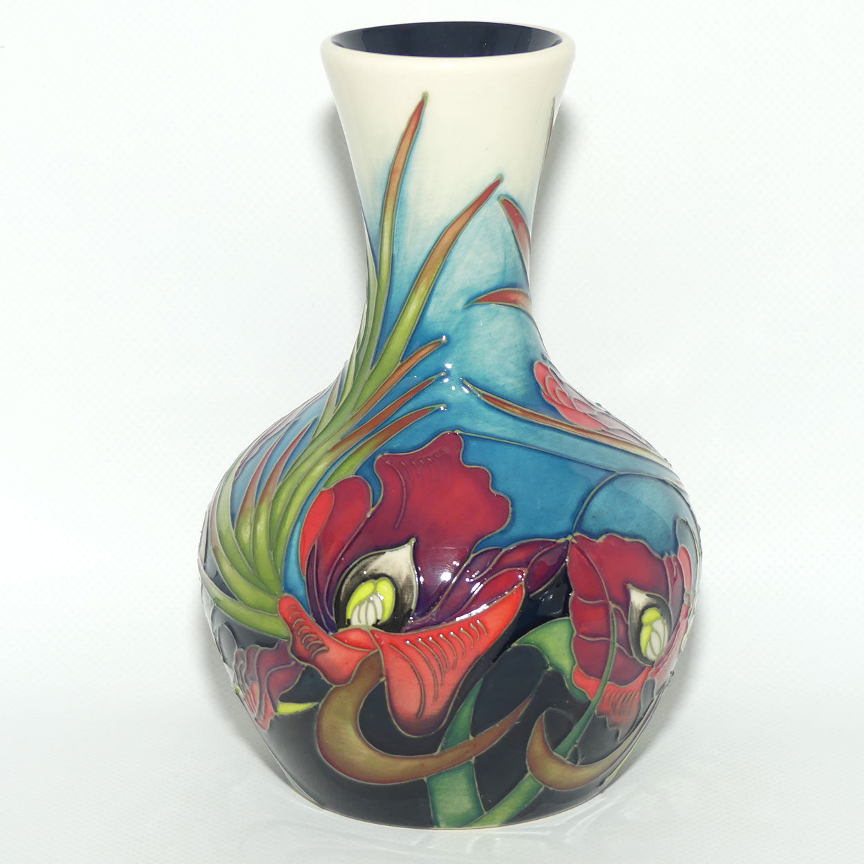 Moorcroft Satin Flower vase | Shape 217 | signed Hugh Edwards