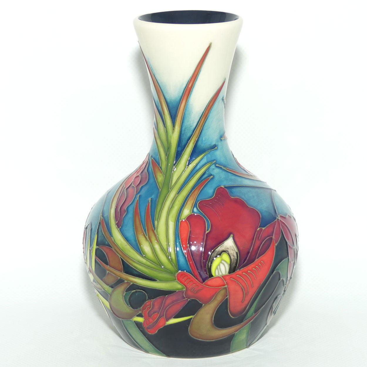 Moorcroft Satin Flower vase | Shape 217 | signed Hugh Edwards