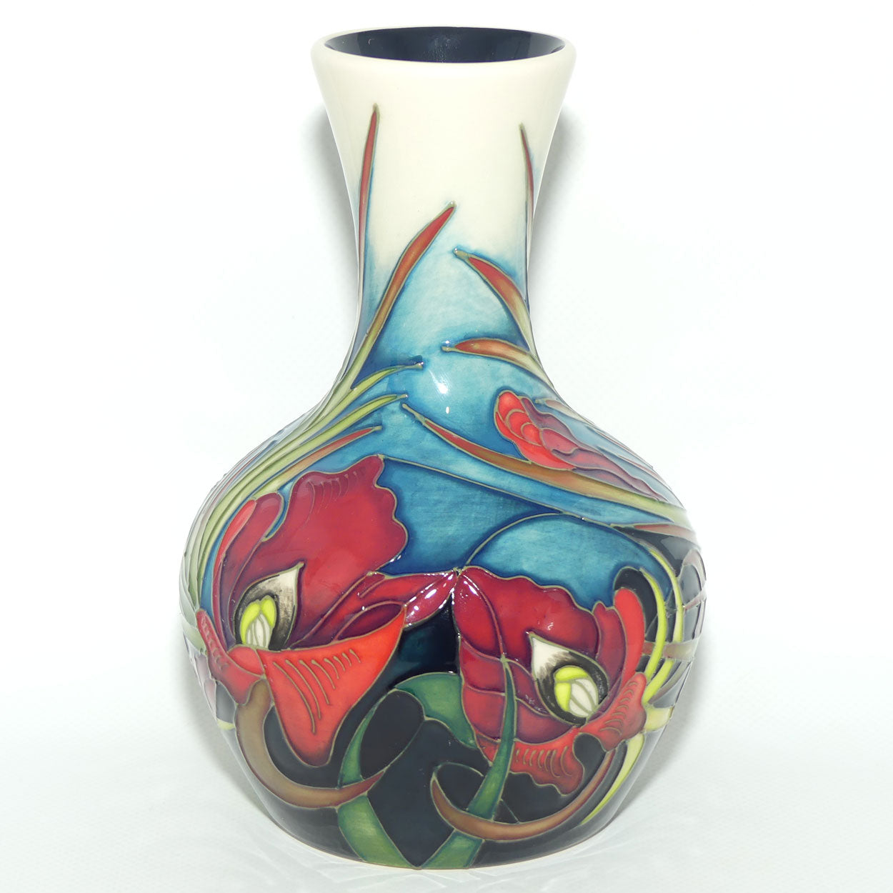 Moorcroft Satin Flower vase | Shape 217 | signed Hugh Edwards
