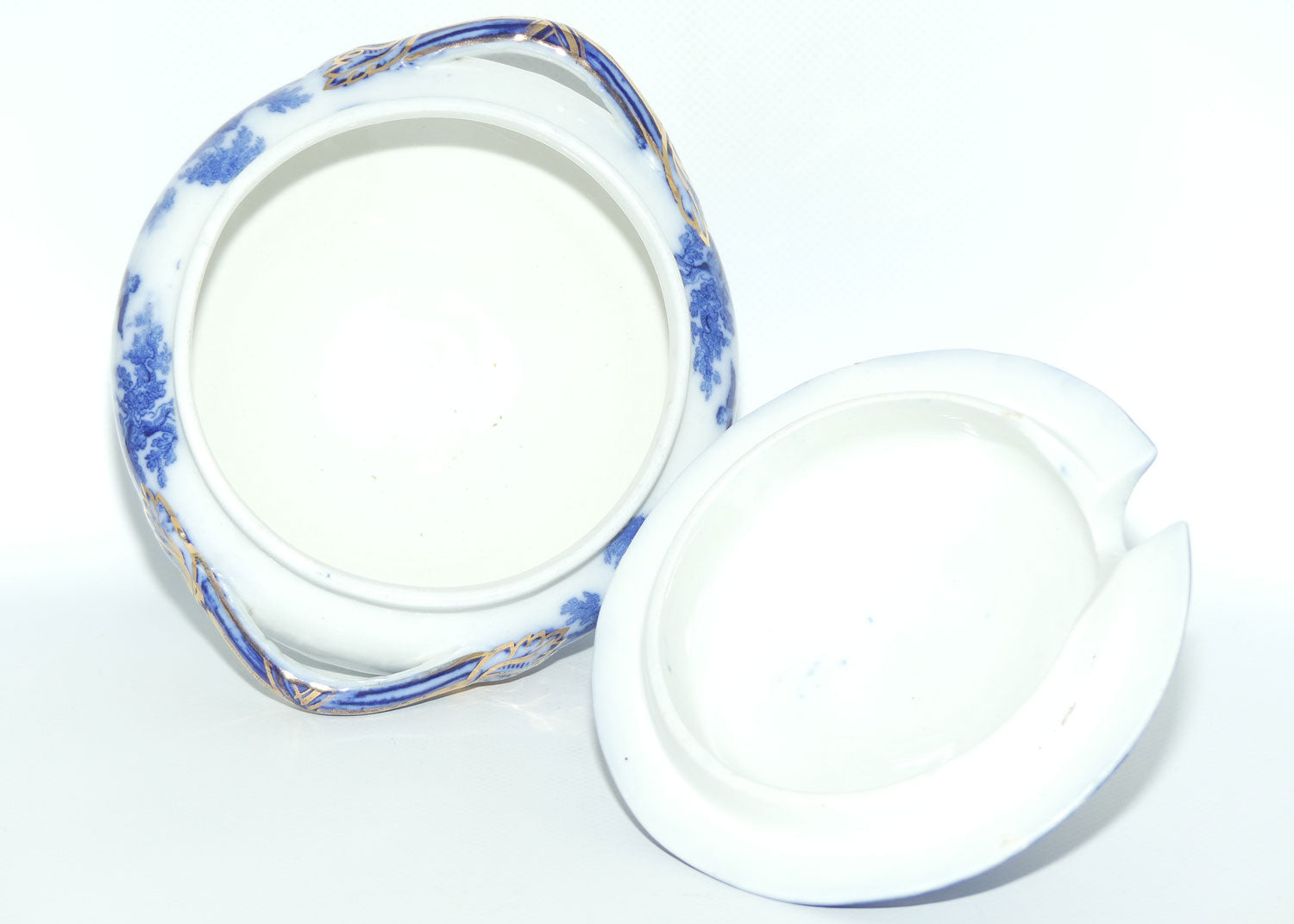 Doulton Watteau pattern Blue and White Sauce Tureen and Underplate