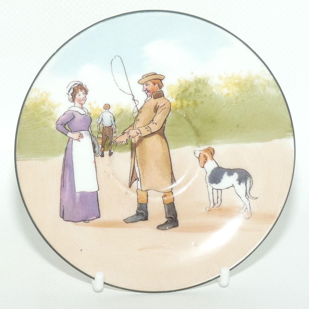 Royal Doulton Coaching Days saucer | Unrecorded Scene | Driver and Lady E2768 | rare Blue Sky variation | #2