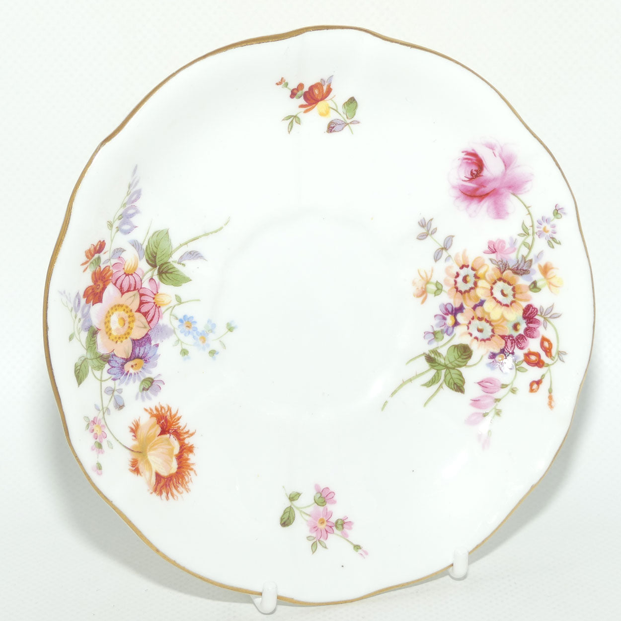 Royal Crown Derby Derby Posies tea saucer | Dark Green backstamp | 14.4cms