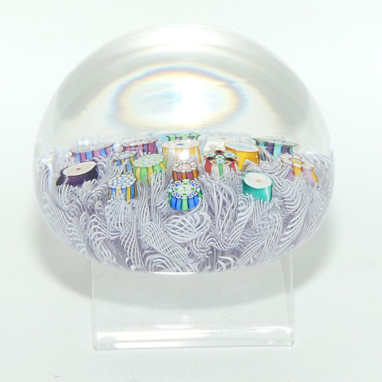 John Deacons Scotland Complex Millefiori Scattered Magnum paperweight (Mauve)