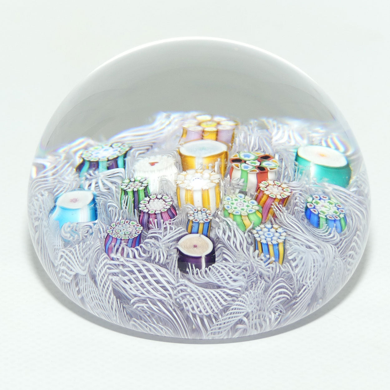 John Deacons Scotland Complex Millefiori Scattered Magnum paperweight (Mauve)