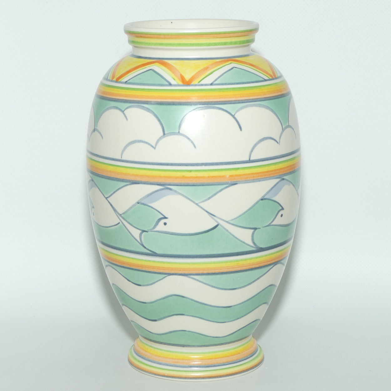 Poole Pottery vase | Art Deco stylised bands depicting Seagulls | Designed by Sally Tuffin