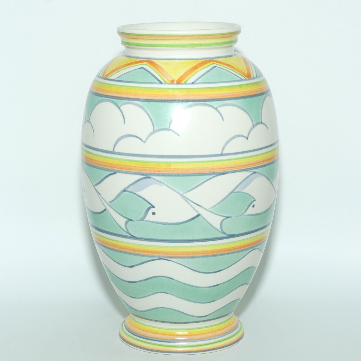 Poole Pottery vase | Art Deco stylised bands depicting Seagulls | Designed by Sally Tuffin