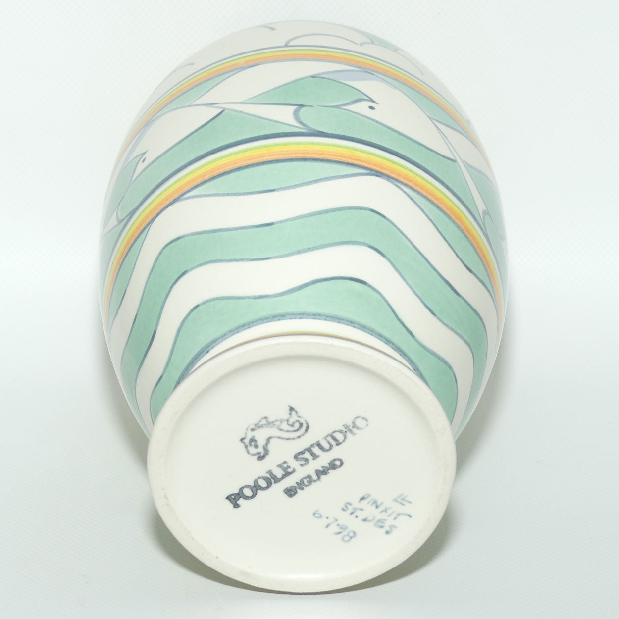 Poole Pottery vase | Art Deco stylised bands depicting Seagulls | Designed by Sally Tuffin