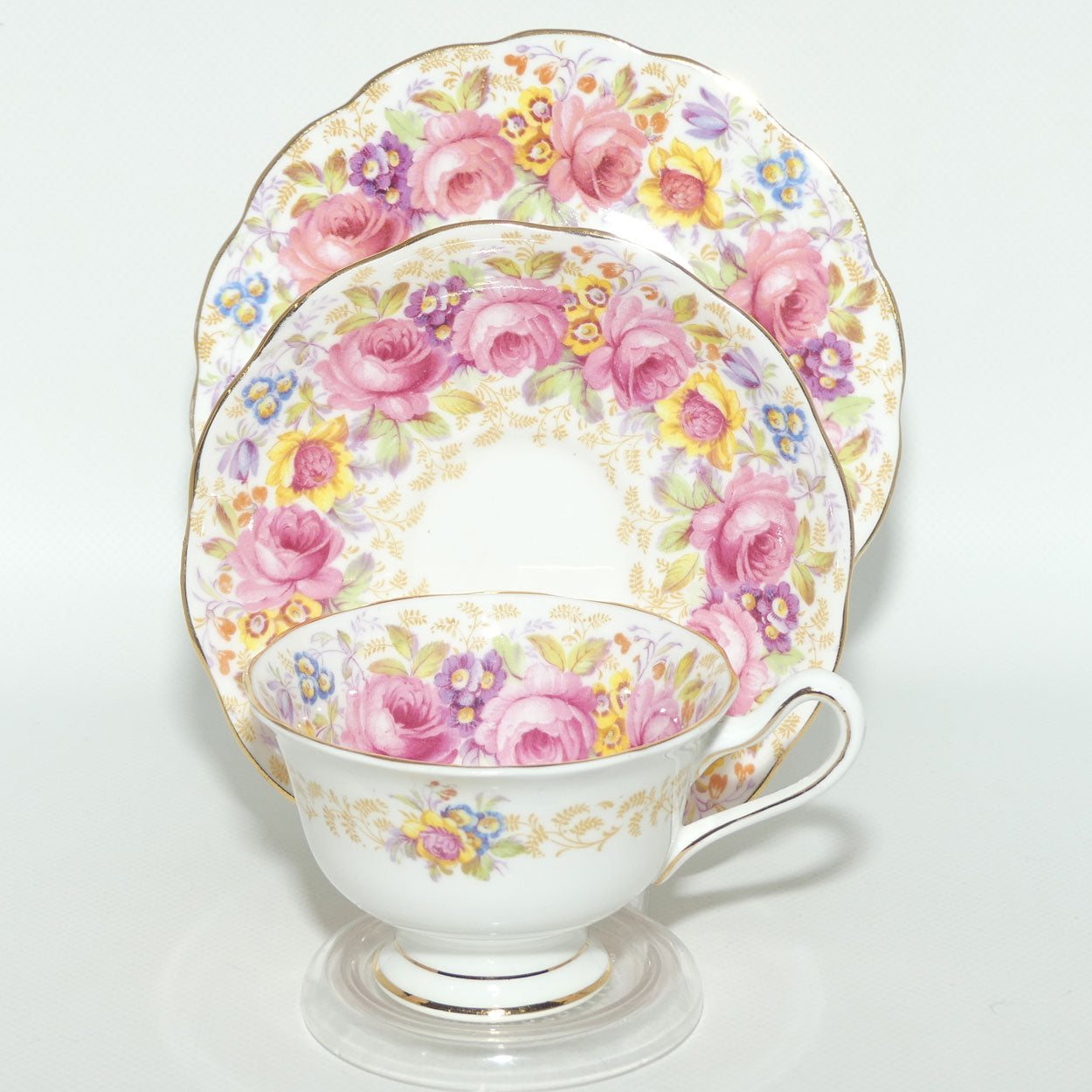 Royal Albert Bone China England Serena pattern trio | Avon cup shape