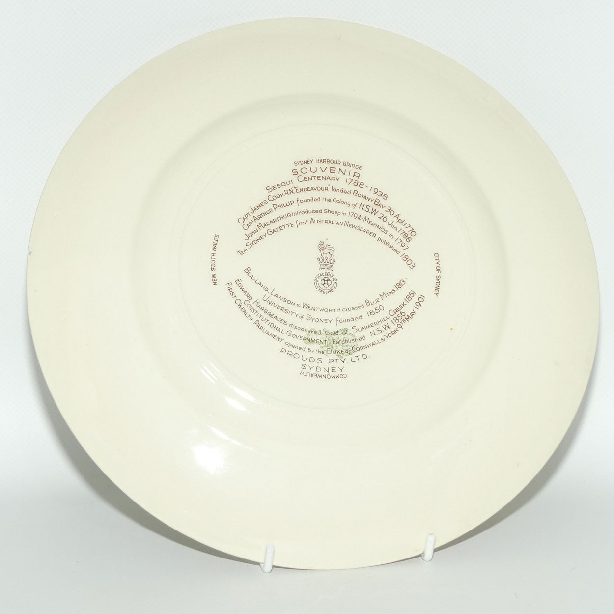 Royal Doulton Australian 1788 - 1938 Sesqui Centenary rack plate D6201 | Round | #2