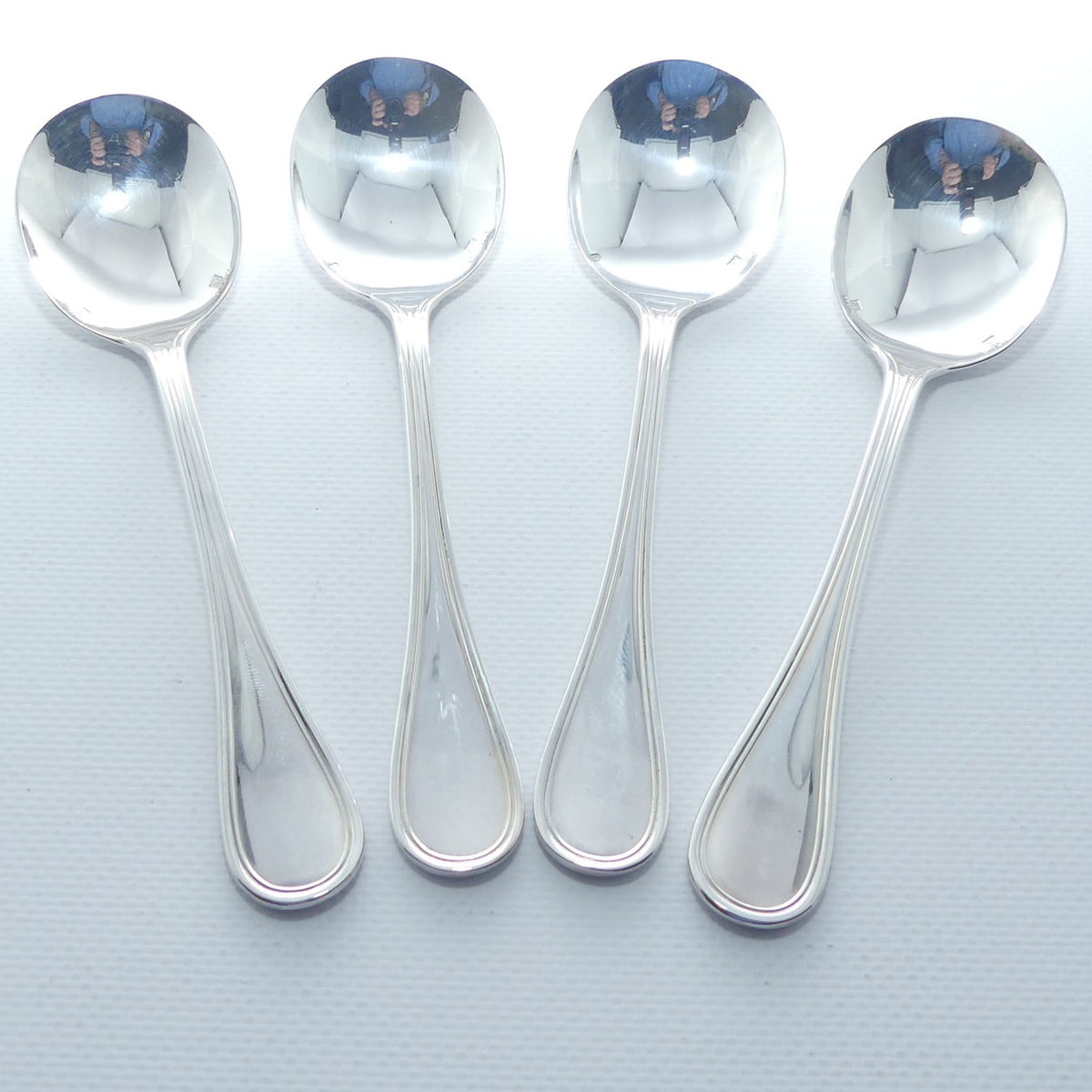 Christofle France | Albi design | Set of 4 Cream Soup Spoons | 16.3cm long