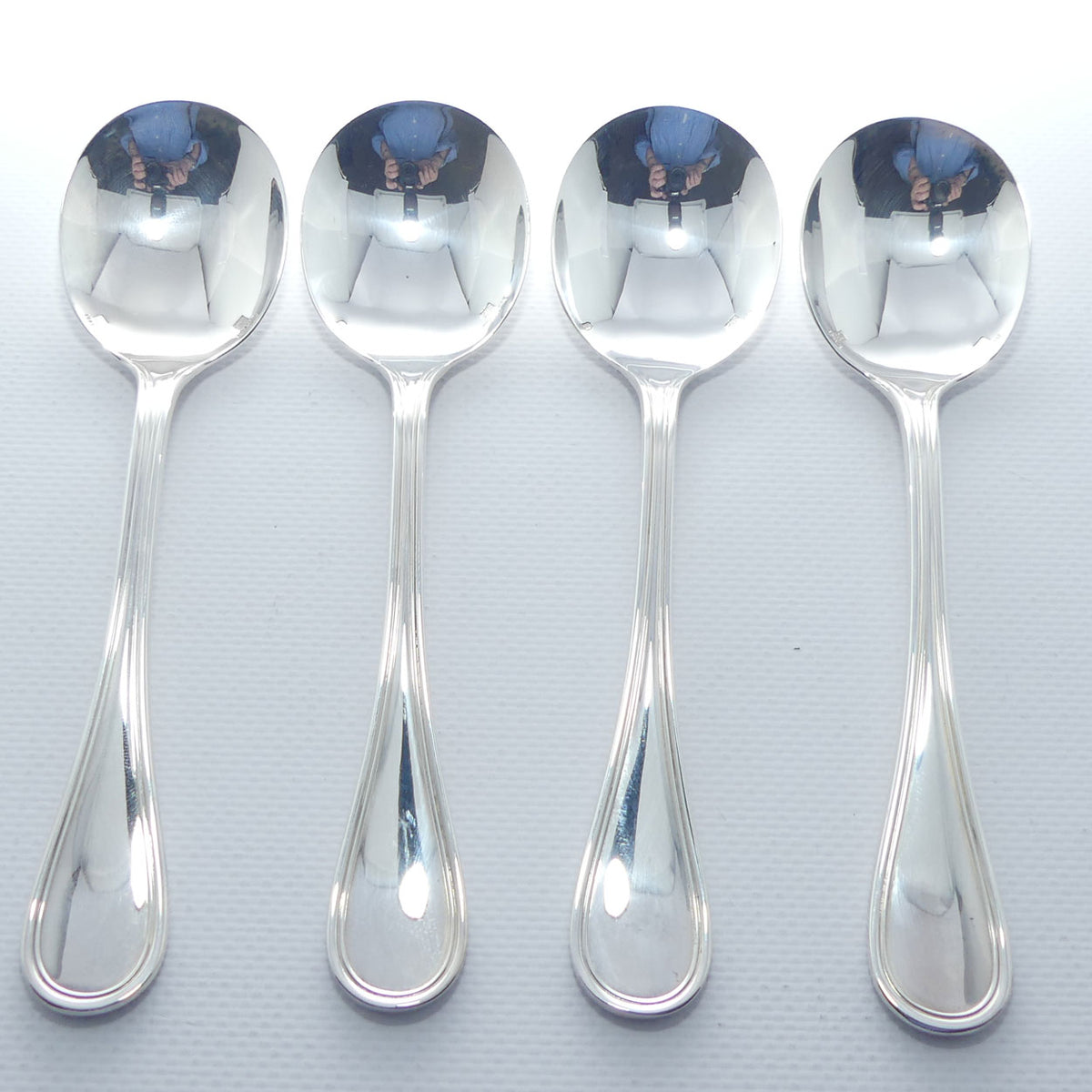 Christofle France | Albi design | Set of 4 Cream Soup Spoons | 16.3cm long