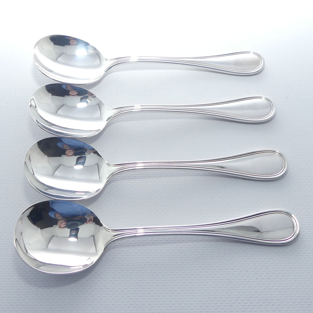 Christofle France | Albi design | Set of 4 Cream Soup Spoons | 16.3cm long