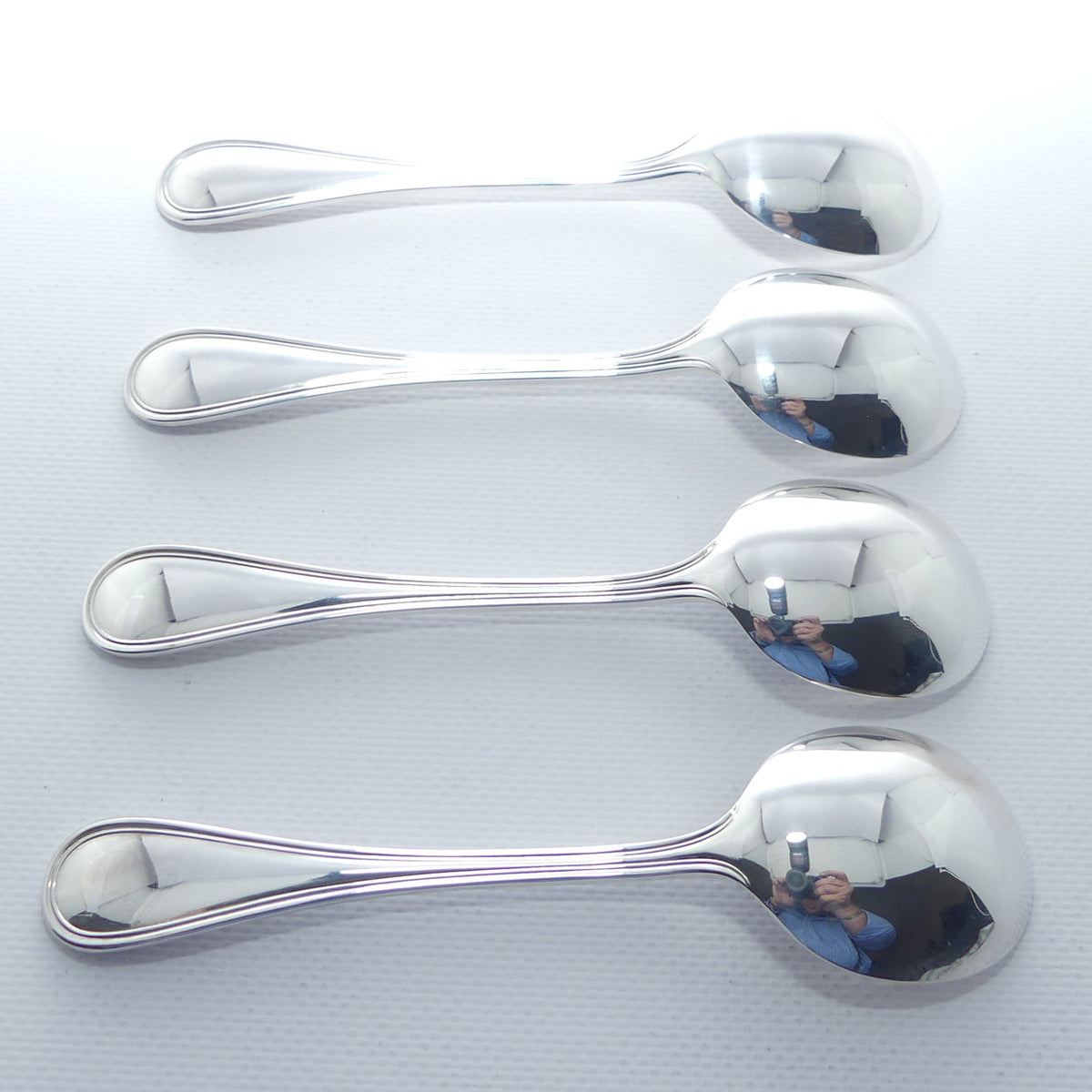 Christofle France | Albi design | Set of 4 Cream Soup Spoons | 16.3cm long