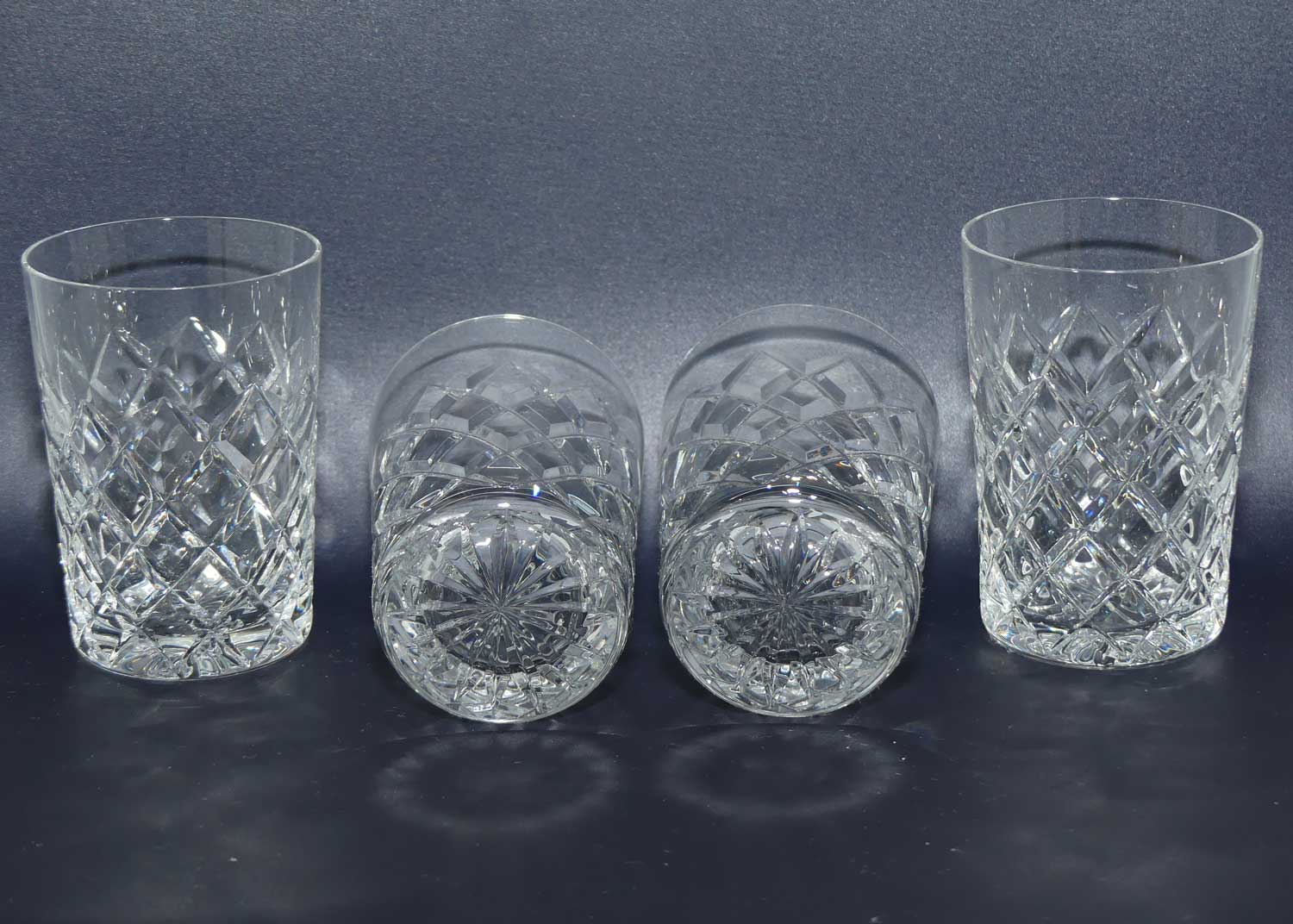 Set of 4 Diamond Cut Crystal tumblers