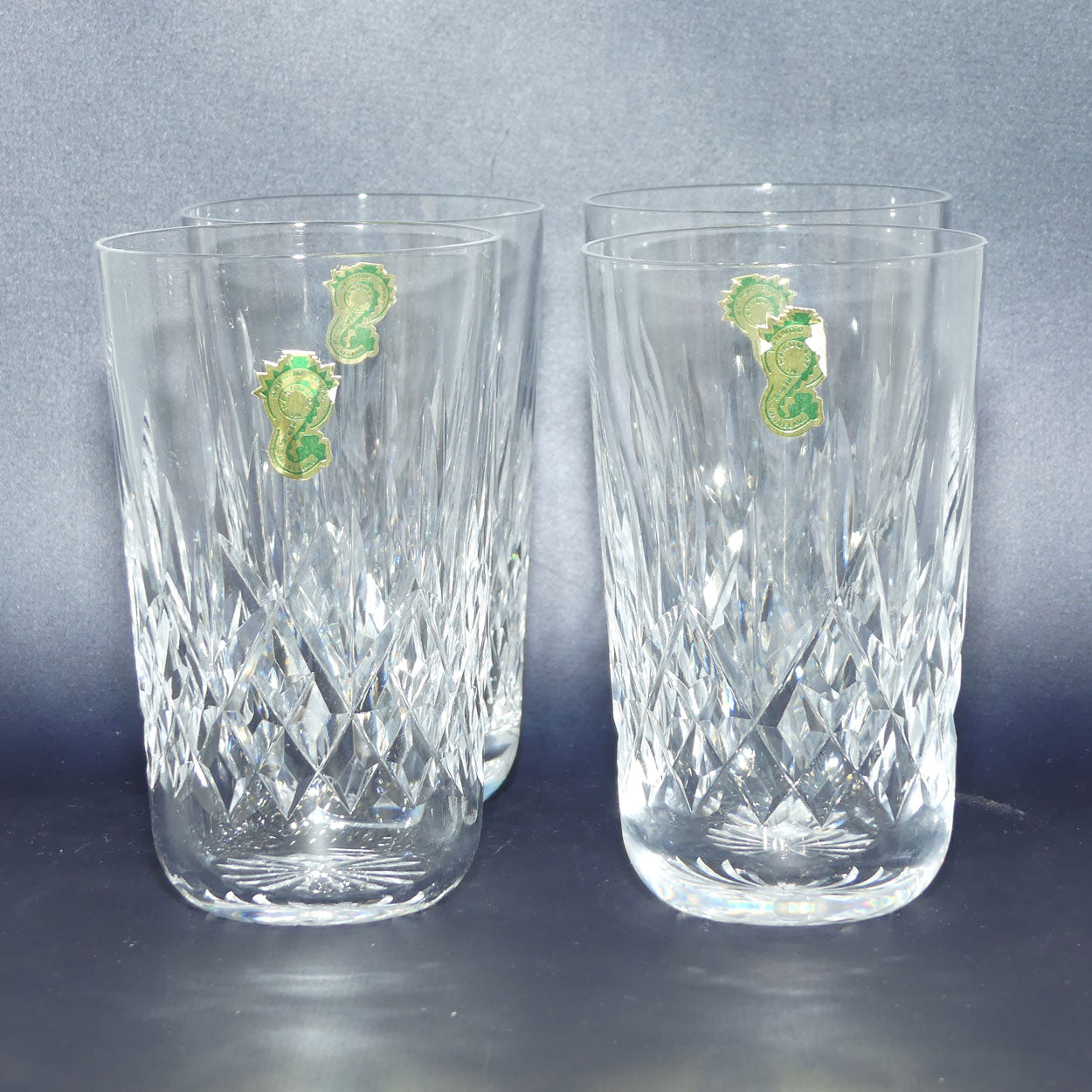 Waterford Crystal Ireland Lismore pattern set of 4 tall tumblers | 275ml