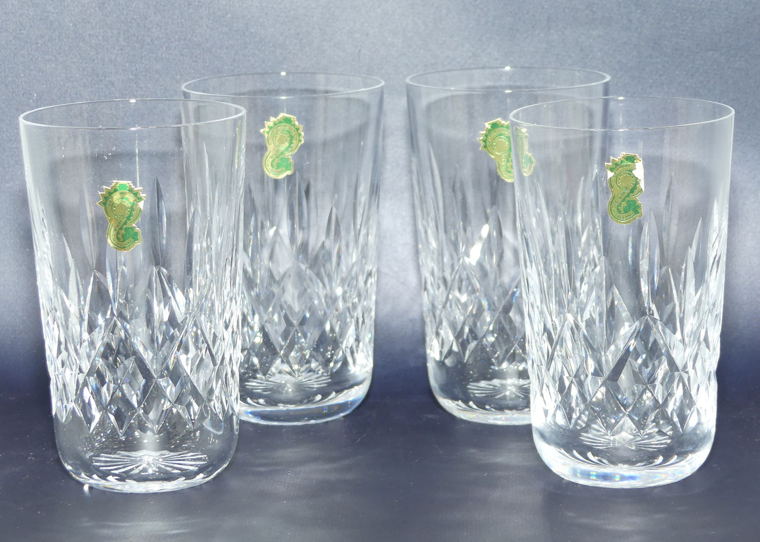 Waterford Crystal Ireland Lismore pattern set of 4 tall tumblers | 275ml