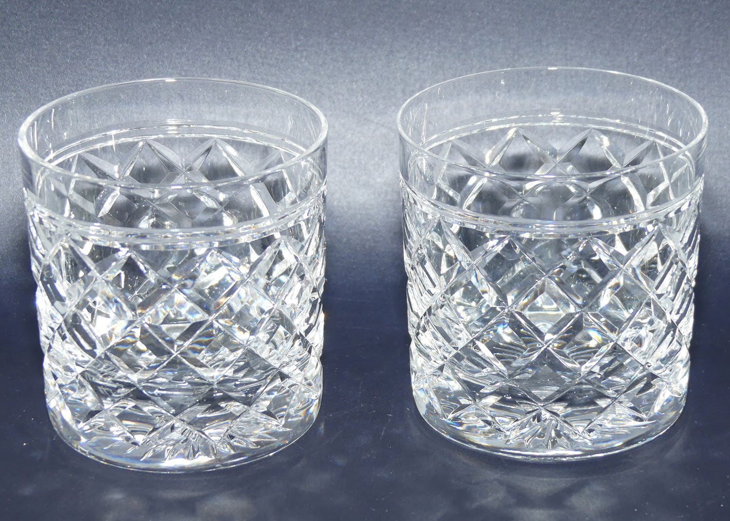 Set of 4 Stuart for Alfred Dunhill Diamond Cut Crystal Whisky tumblers | 175ml | Set #2