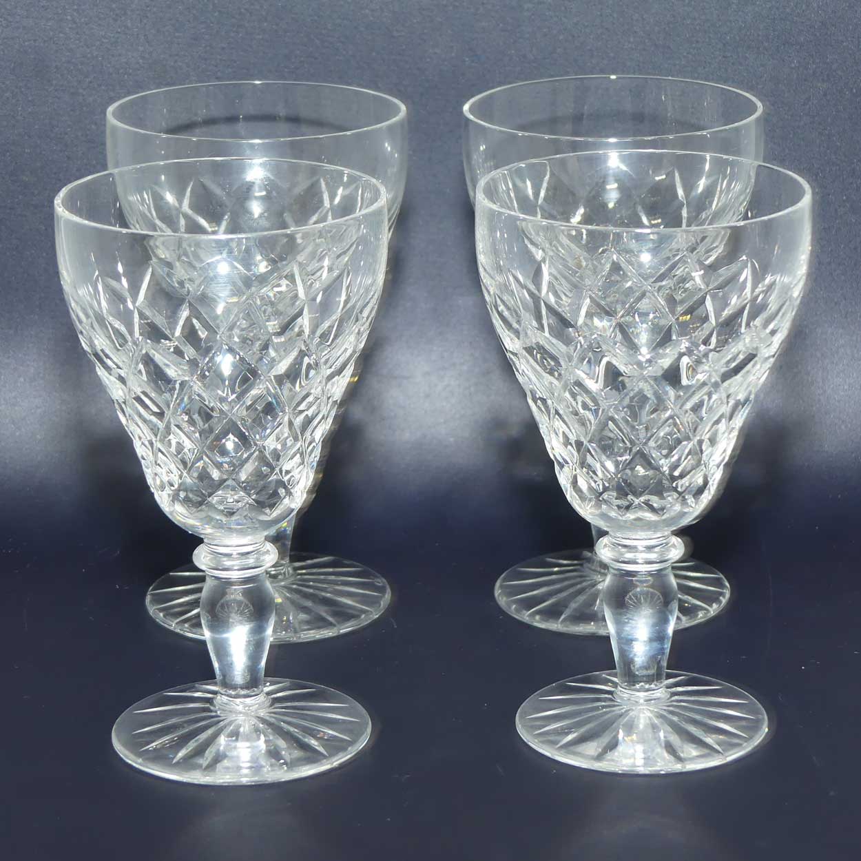 Set of 4 Diamond Cut Crystal wine glasses | 75mls