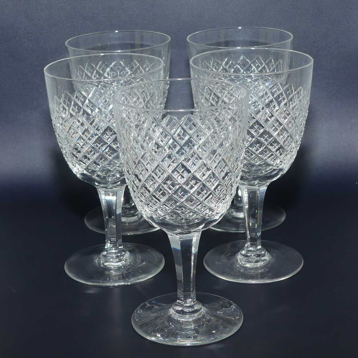 set of 5 Fine Antique Crystal wine glasses | hold 250ml
