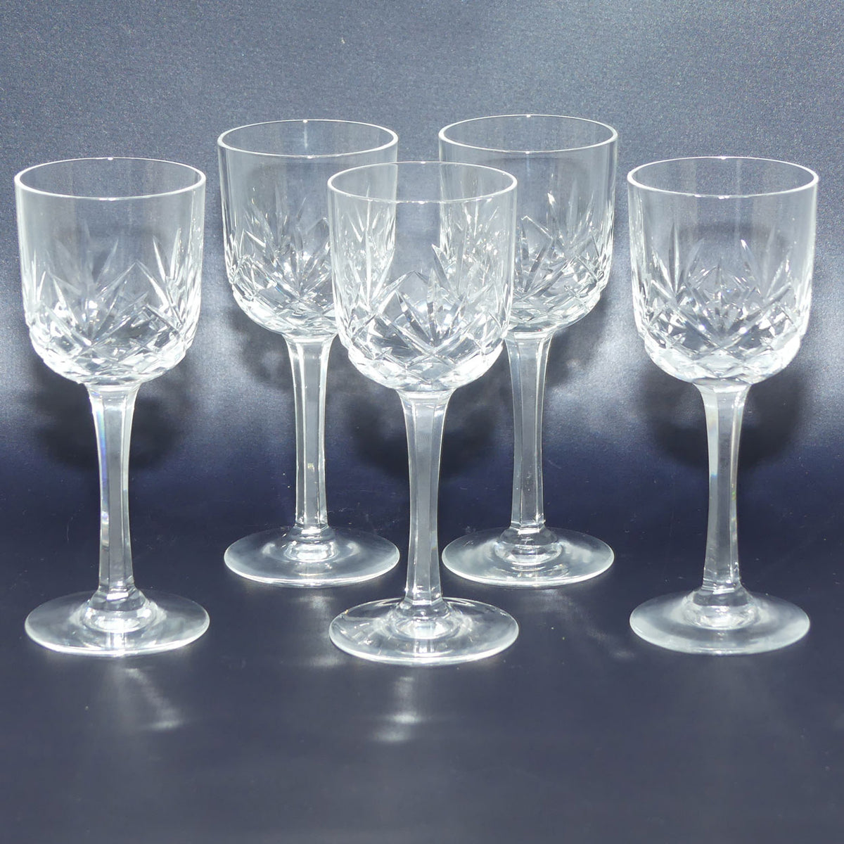 Set of 5 Crystal Liqueur Glasses | 5 Point Star cut pattern