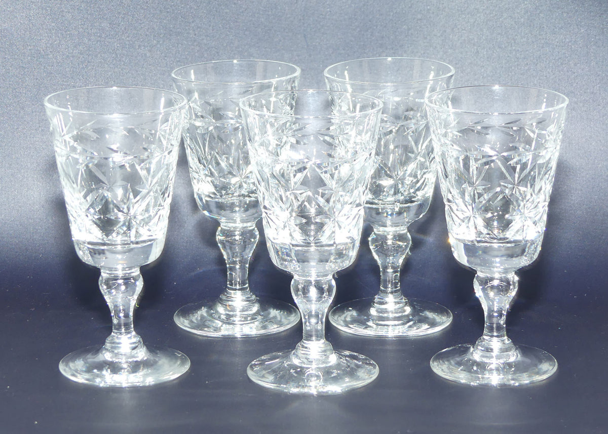 Set of 5 Webb Crystal Facetted Star pattern with garland port glasses | 50ml