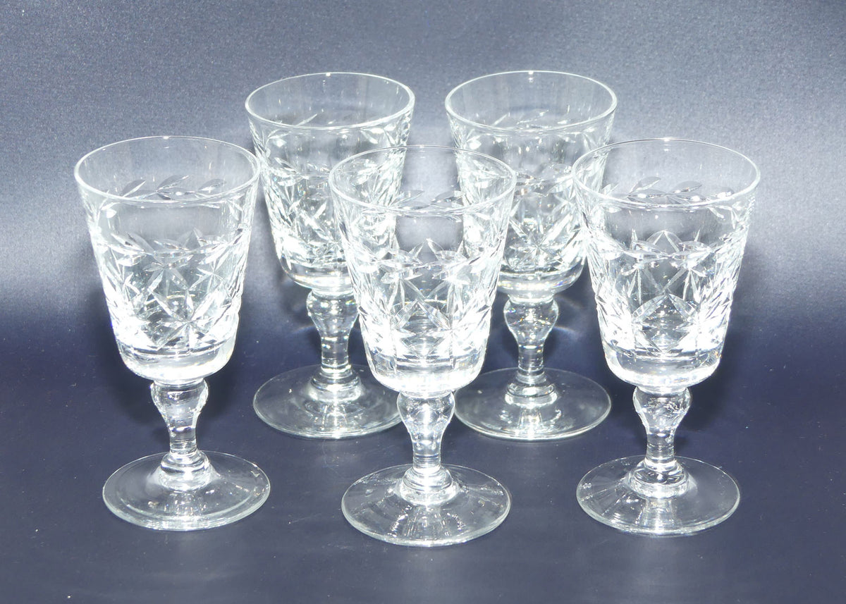 Set of 5 Webb Crystal Facetted Star pattern with garland port glasses | 50ml