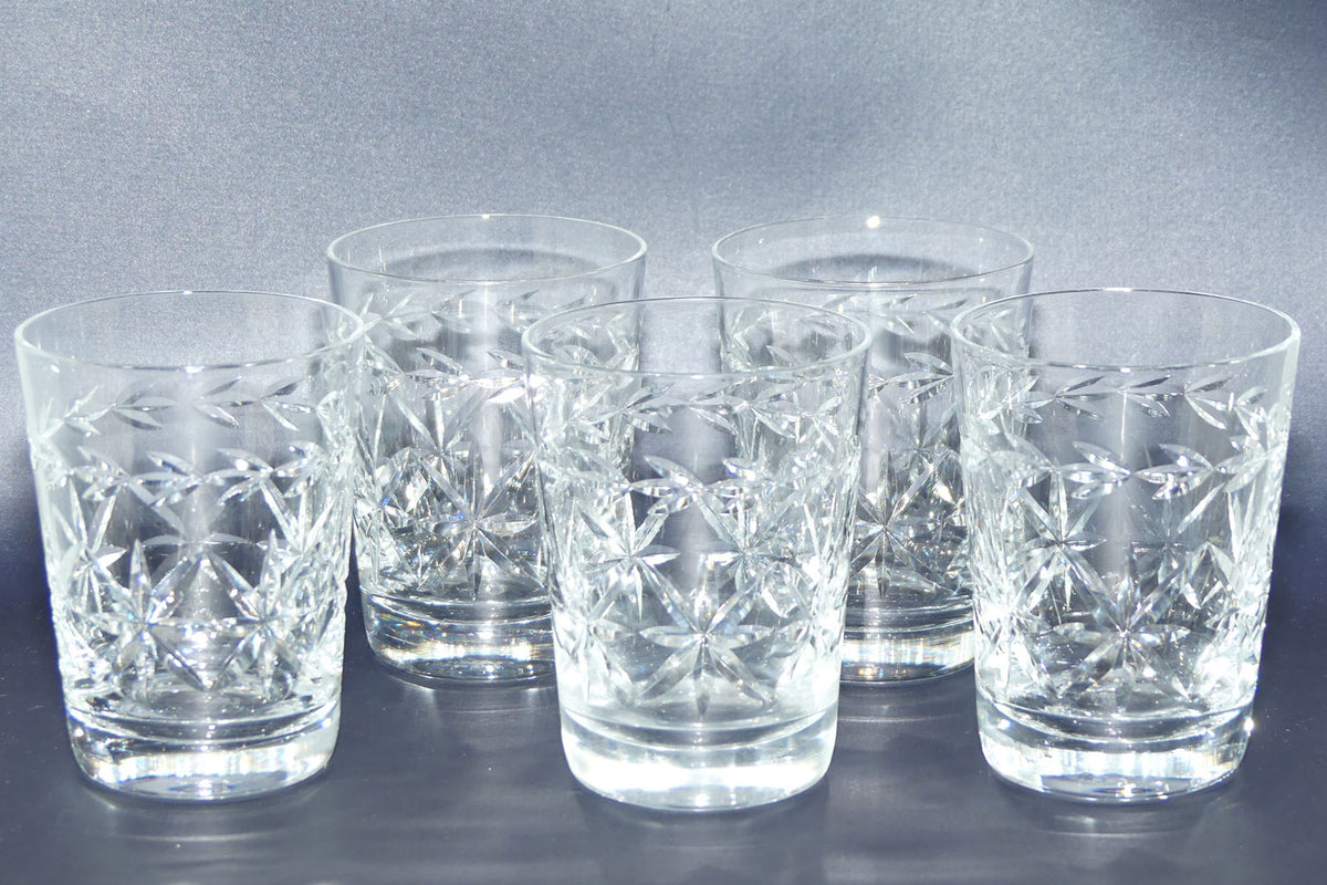 Set of 5 Webb Crystal Facetted Star pattern with garland tumblers | 150ml