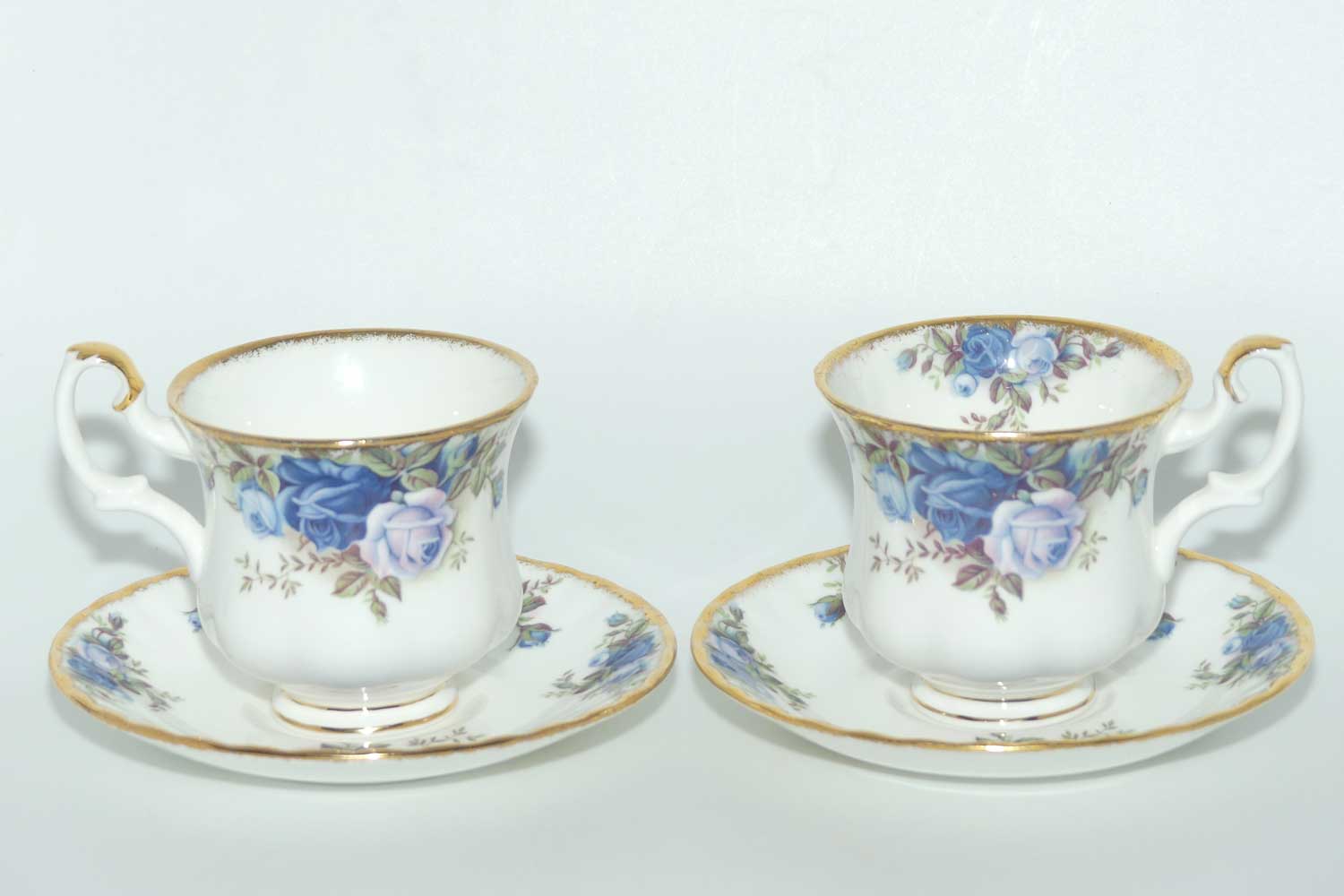 Royal Albert Bone China England Moonlight Rose set of 6 coffee duos | © 1987 Royal Albert Ltd backstamp