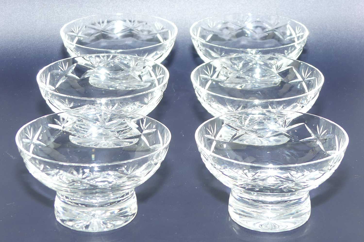 Set of 6 fine quality Crystal sundae dishes or compotes